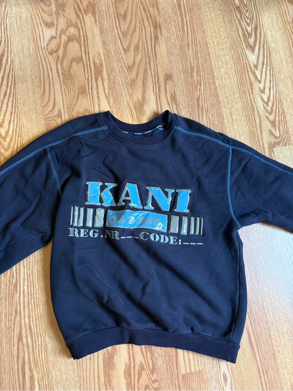 Karl Kani Black Crewneck Sweatshirt with Blue Logo